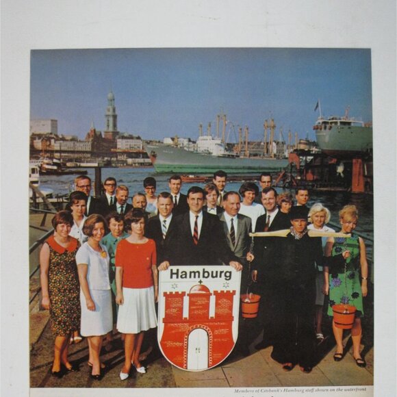 Print Ad First National City Bank Hamburg Staff Waterfront 1960s Banking History - Picture 2 of 2